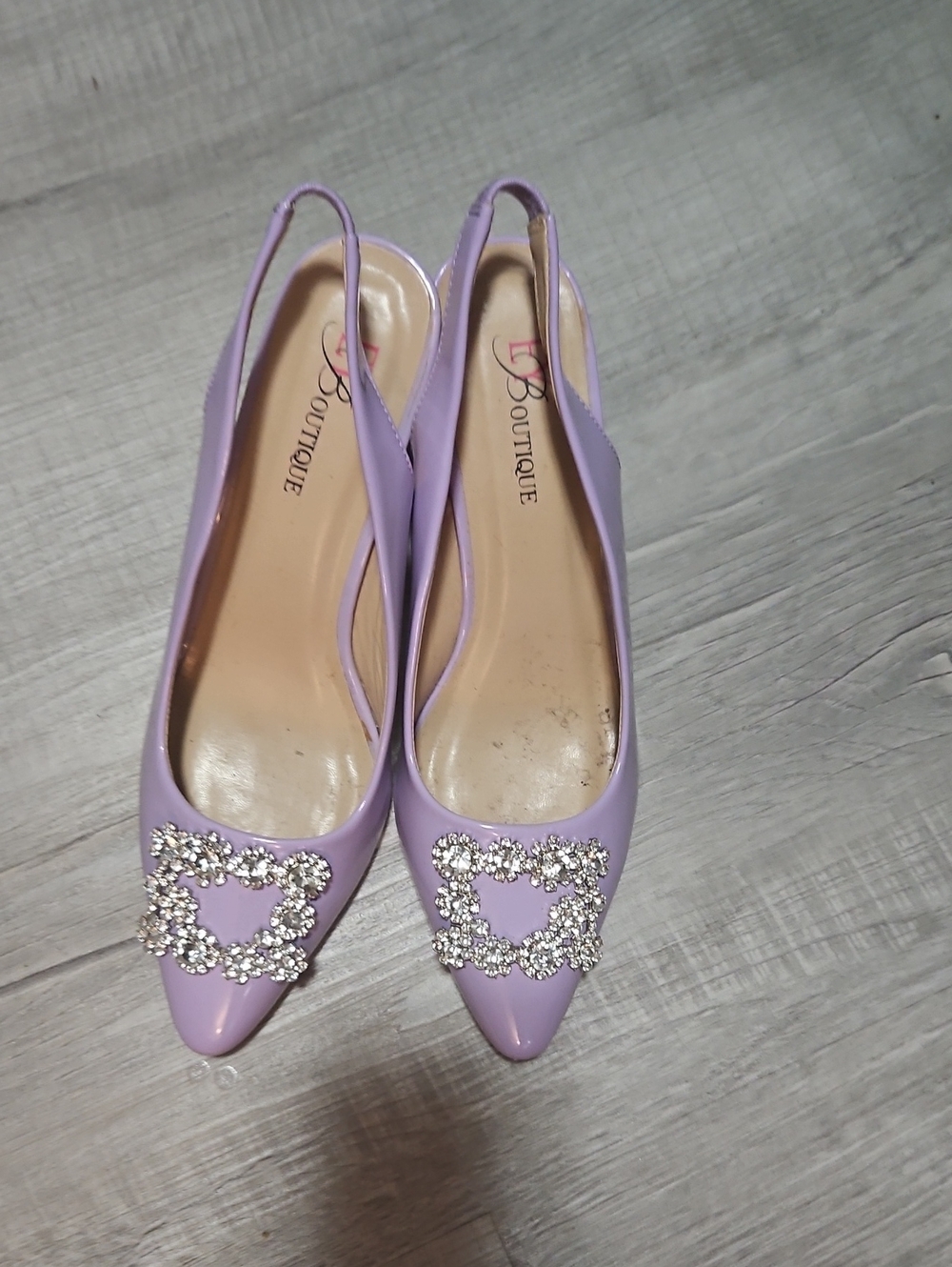 Lavender Crystal-Buckle Slingback Flats by EY Boutique